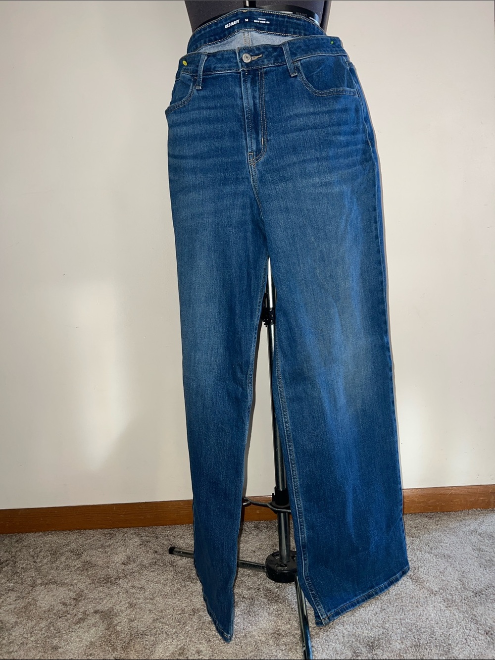 Old Navy Dark Blue High-Rise Wide Leg Jeans